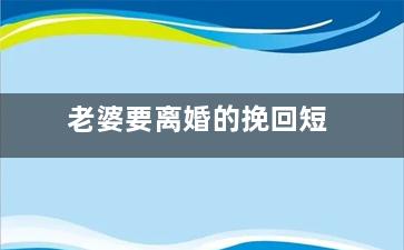 老婆要离婚的挽回短