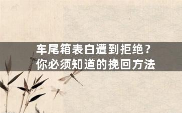 车尾箱表白遭到拒绝？你必须知道的挽回方法