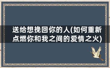 送给想挽回你的人(如何重新点燃你和我之间的爱情之火)