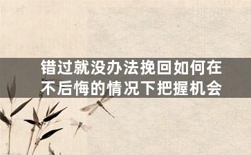 错过就没办法挽回如何在不后悔的情况下把握机会