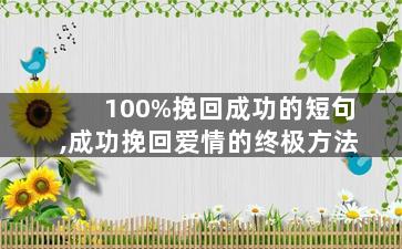 100%挽回成功的短句,成功挽回爱情的终极方法