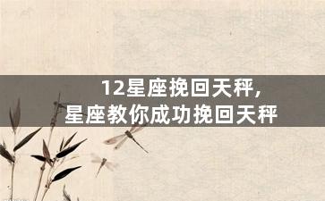 12星座挽回天秤,星座教你成功挽回天秤