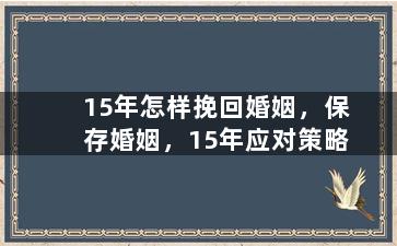 15年怎样挽回婚姻，保存婚姻，15年应对策略