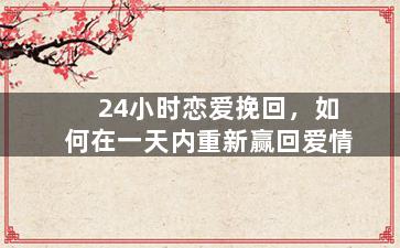 24小时恋爱挽回，如何在一天内重新赢回爱情