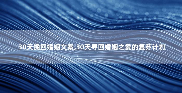 30天挽回婚姻文案,30天寻回婚姻之爱的复苏计划