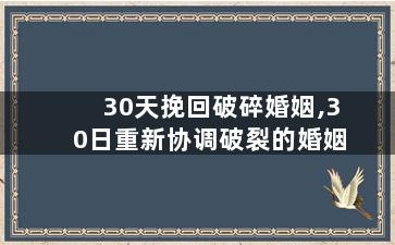 30天挽回破碎婚姻,30日重新协调破裂的婚姻