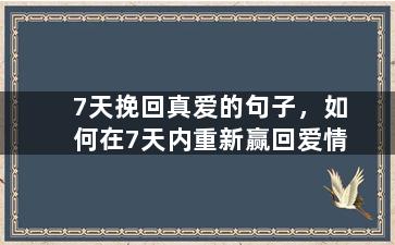 7天挽回真爱的句子，如何在7天内重新赢回爱情