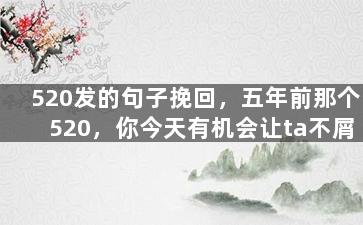 520发的句子挽回，五年前那个520，你今天有机会让ta不屑一顾