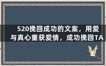 520挽回成功的文案，用爱与真心重获爱情，成功挽回TA