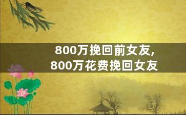 800万挽回前女友,800万花费挽回女友