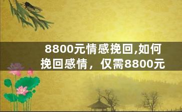 8800元情感挽回,如何挽回感情，仅需8800元