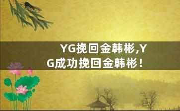YG挽回金韩彬,YG成功挽回金韩彬！