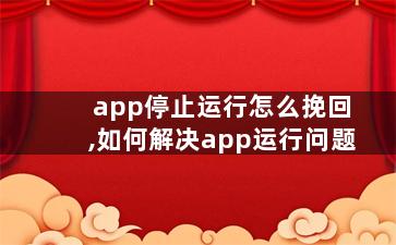 app停止运行怎么挽回,如何解决app运行问题