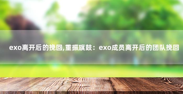 exo离开后的挽回,重振旗鼓：exo成员离开后的团队挽回
