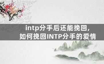 intp分手后还能挽回,如何挽回INTP分手的爱情