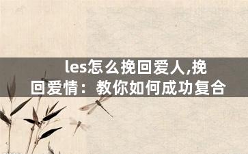 les怎么挽回爱人,挽回爱情：教你如何成功复合