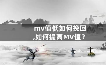 mv值低如何挽回,如何提高MV值？