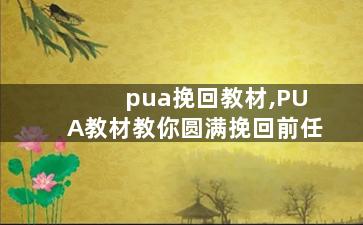pua挽回教材,PUA教材教你圆满挽回前任