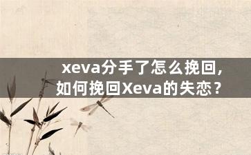 xeva分手了怎么挽回,如何挽回Xeva的失恋？